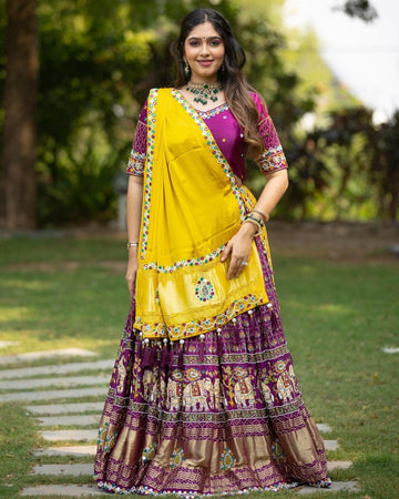 RD DEAL Purple And Gold Designer Navratri Lehenga Choli With Dupatta