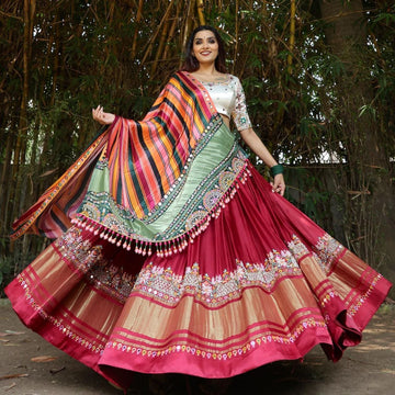 RD DEAL White-Pink Digital printed Lehenga choli For Navratri